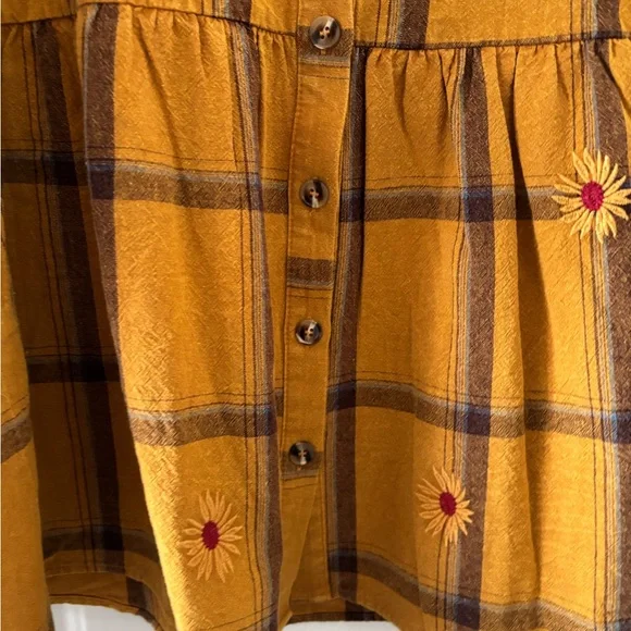 NWOT - Embroidered Flannel Babydoll Top - Picture 2 of 9